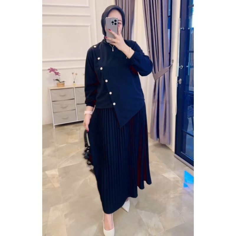 setrok plisket wabita kaos knit rajut import busui cantik