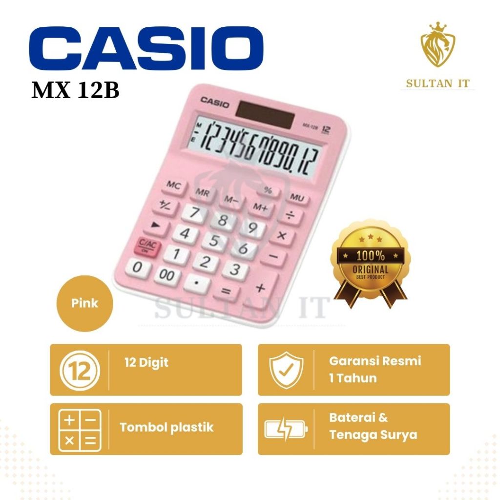 

Kalkulator Casio MX-12B Pink Original Casio