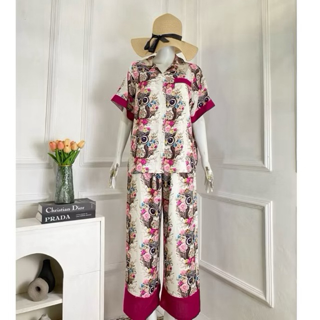 GRATIS ONGKIR  PIYAMA VIRAL KEKINIAN SET OWL READY MAKASSAR