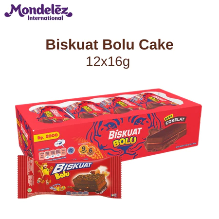 

( Perbox isi 12 ) Biskuat Bolu Coklat Regular 16g, Jajanan dan cemilan favorit Anak Sekolah