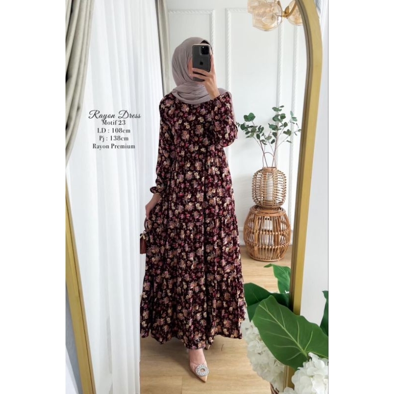 FLOWERS DRESS|GAMIS SYAR'I RAYON VISCOSE JUMBO BUSUI TERLARIS|DRESS MUSLIM RAYON VISCOSE BUSUI|MAXY 