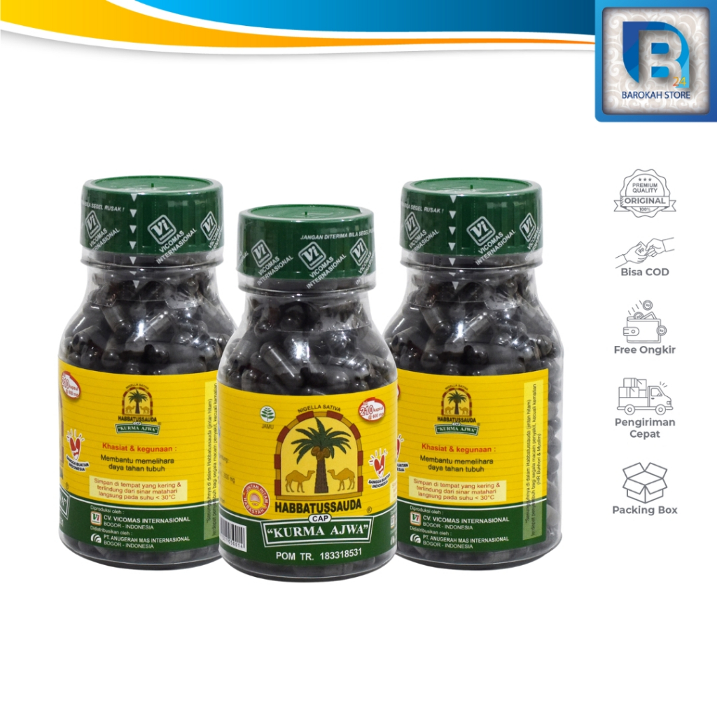 Habatusaudah Kapsul Habbatussauda Jinten Hitam Bubuk Cap Kurma Ajwa Isi 210 Kapsul Habatussaudah Jin