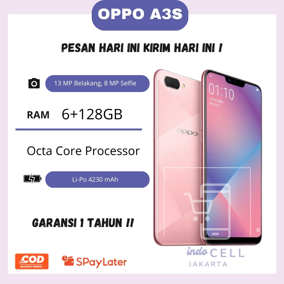 HP OPPO A3S RAM 6/128GB BERGARANSI 1 TH TERMURAH