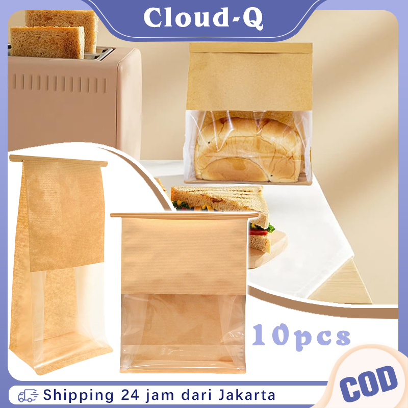 

Kantong Kertas Plastik Roti Tawar 10pcs Toast Bag Flat Bottom Wire Seal Kemasan Roti Tawar