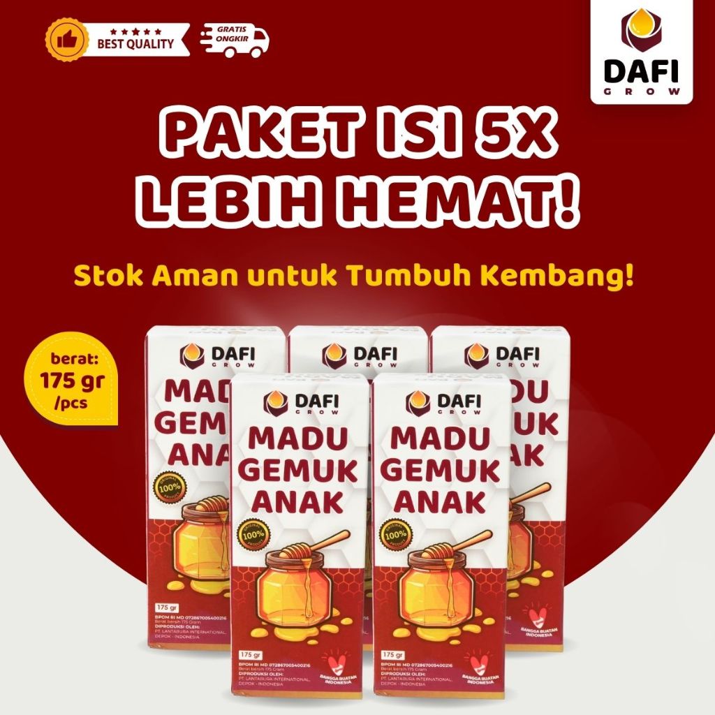 

DAFI GROW - Madu Anak Dafi Grow Vitamin Alami Multiguna, Cocok untuk Anak yang Susah Makan, 175 gr