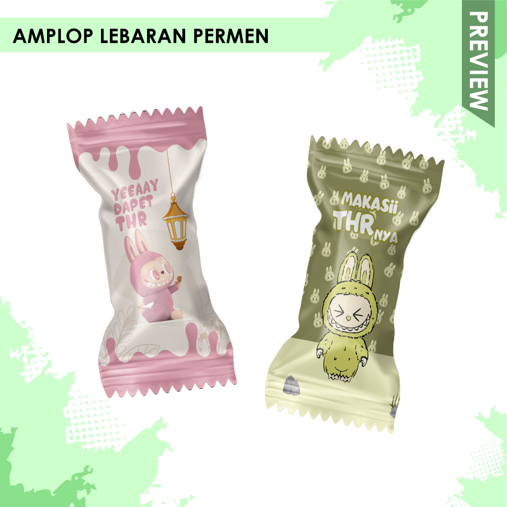 

amplop lebaran viral bentuk permen tema labubu
