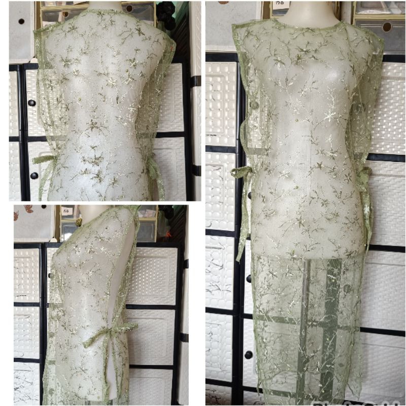 Long vest tali samping/vest lengan ruffle/outer pesta