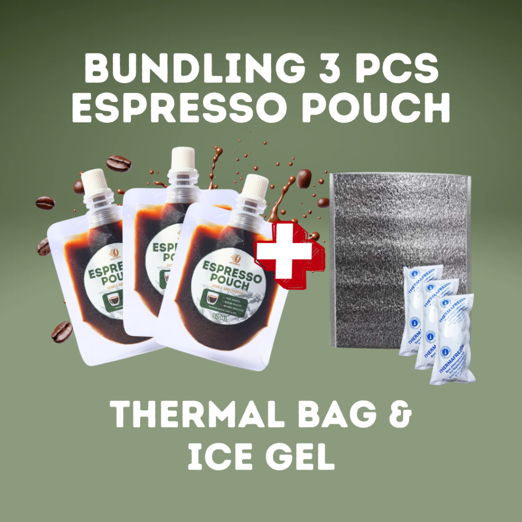 

QUIKOPI Bundling Espresso Pouch 3 pcs + Thermal Bag & Ice Gel - 100% Arabica Espresso 50 ML