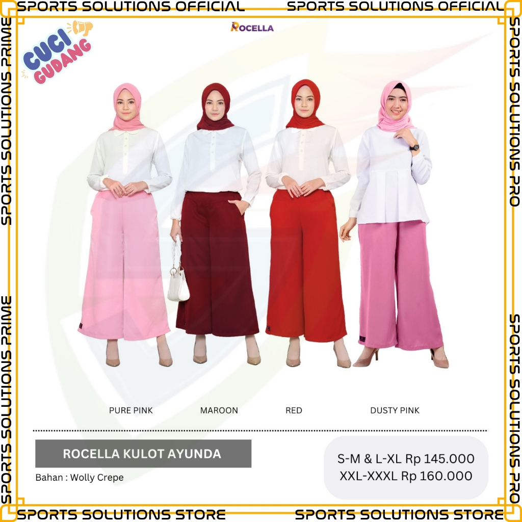 * CUCI GUDANG * ROCELLA KULOT AYUNDA, CELANA KULOT WANITA, CELANA KULOT POLOS, CELANA POLOS, CELANA 