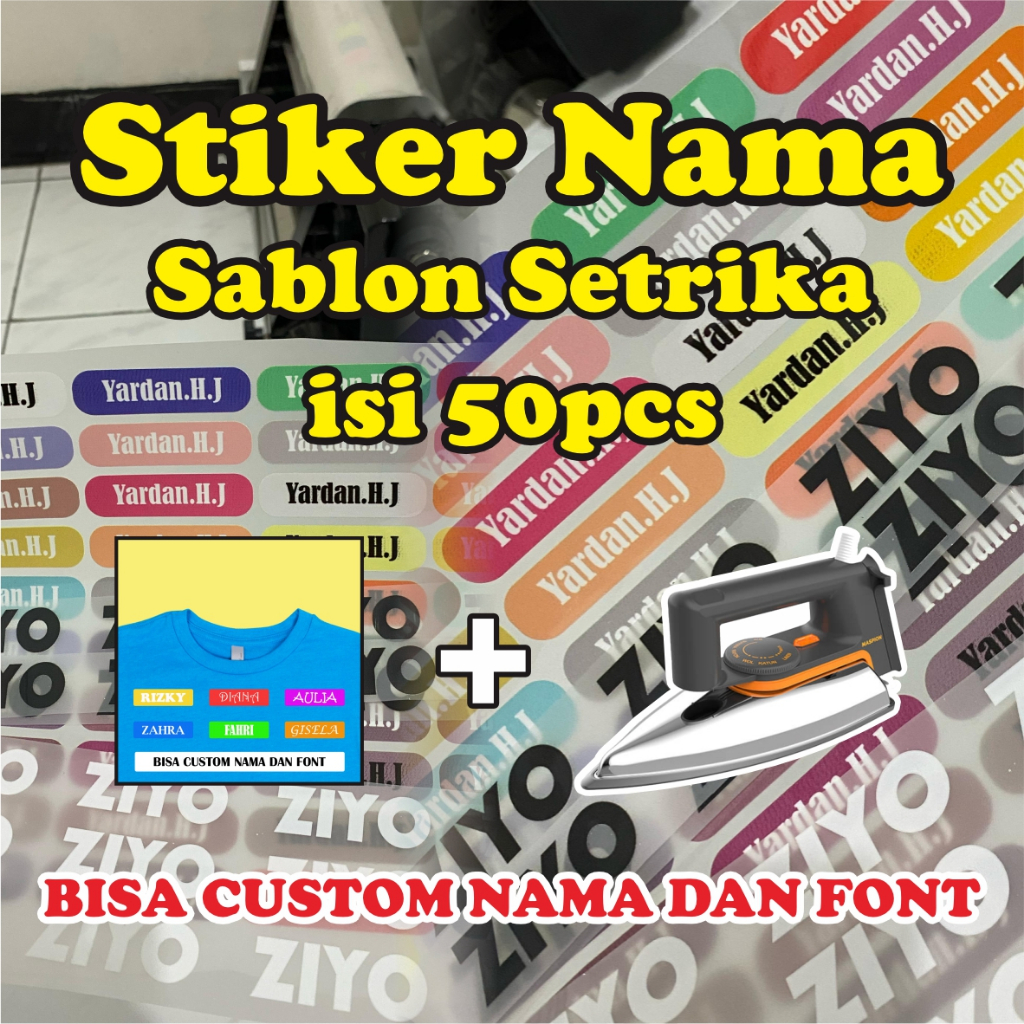 Stiker Label Nama Sablon DTF / Stiker Nama Baju Hijab / Stiker Sablon Setrika / Label Nama DTF