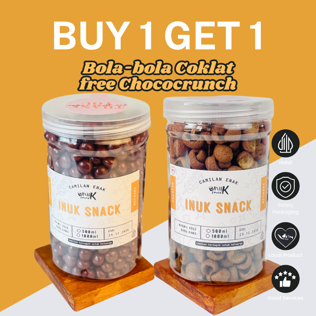 

Buy 1 Get 1 Bola-Bola Coklat & Choco Crunch I Inuksnack I 1 Liter