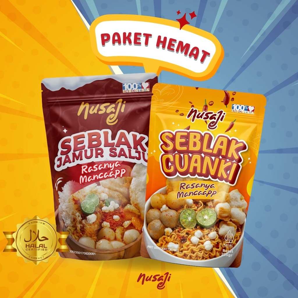 

Nusaji Paket Hemat 2 Pcs ( 1 Seblak Jamur Salju + 1 Seblak Cuanki )