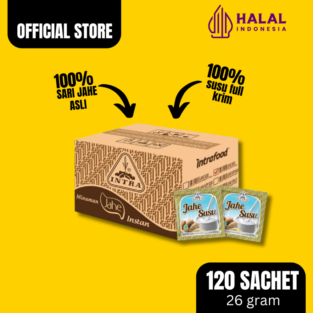 

Intra Jahe Susu Karton Isi 12 Renceng x @10 Sachet