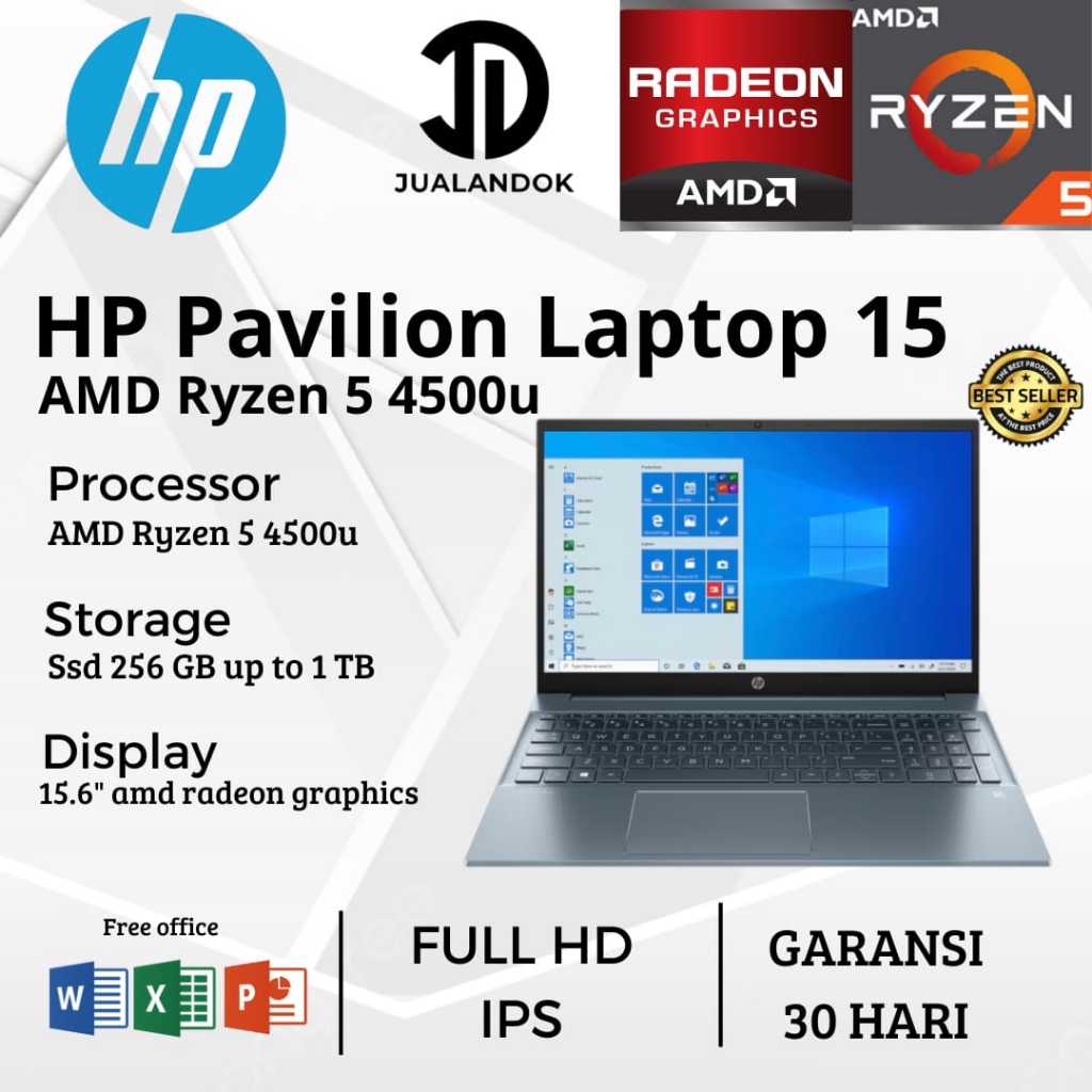 Laptop HP Pavilion Laptop 15 AMD Ryzen 5 4500U - RAM 16GB - SSD 1TB - 15 inch - Windows 11 Pro