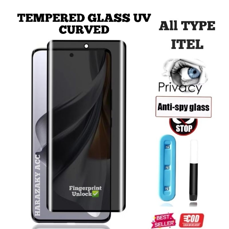 TEMPERED GLASS UV ANTI SPY PRIVACY ITEL S25 ULTRA S23 PLUS TG UV NANO LIQUID GLASS CURVED SPY ANTI G