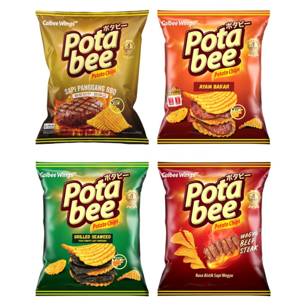 

Potabee Keripik Kentang Bistik Sapi Wagyu BBQ Sapi Panggang Rumput Laut Seaweed Ayam Bakar 68 g