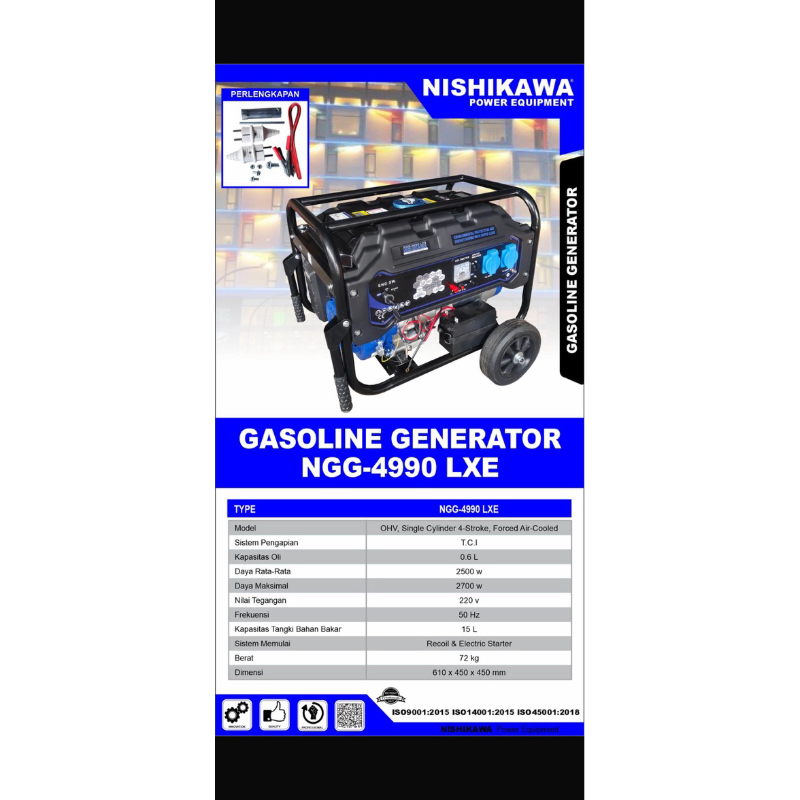 Genset 2500watt elektrik starter Nishikawa NGG 4990 LXE