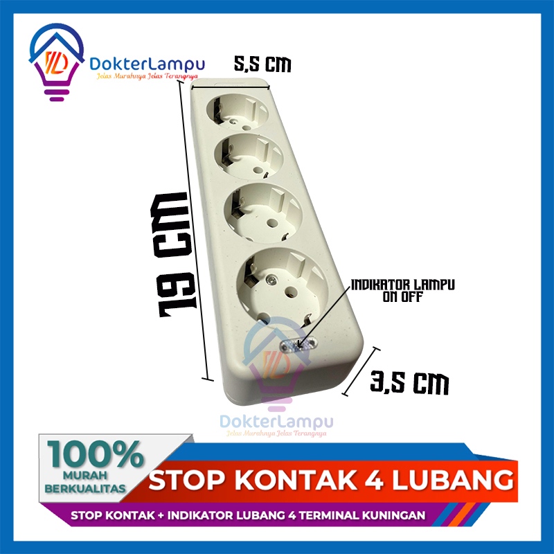 STOP KONTAK ARDE  PLUS INDIKATOR LUBANG 4 / TERMINAL KUNINGAN VISALUX / COLOKAN LISTRIK