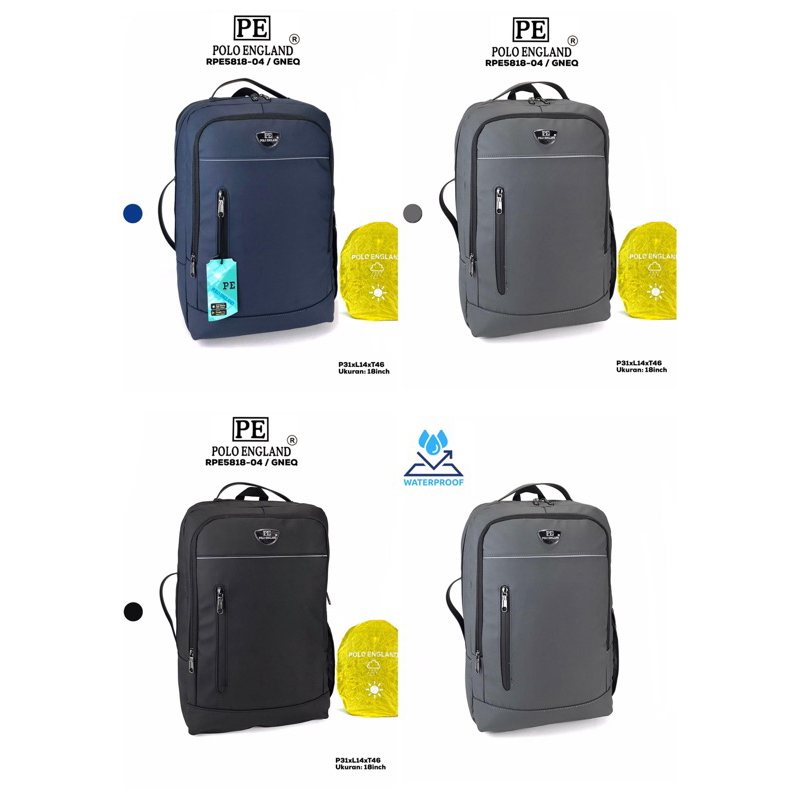 TAS KULIAH KERJA RANSEL TRAVELLING LAPTOP 18” POLO ENGLAND WATERPROOF