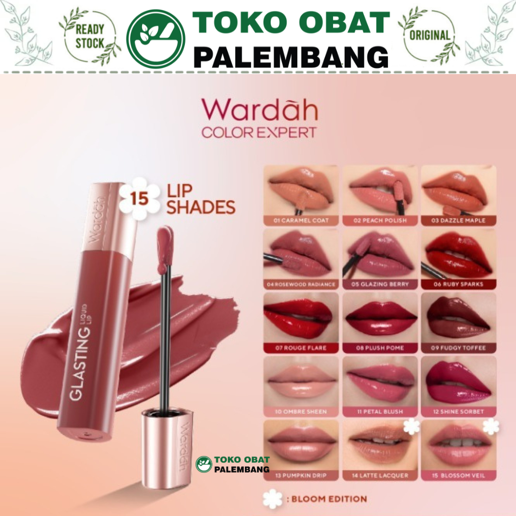 WARDAH GLASTING LIQUID LIP HI PIGMENTED GLASS COLOR TRANSFERPROOF LIP CREAM LIPSTICK CAIR LIP GLASS 
