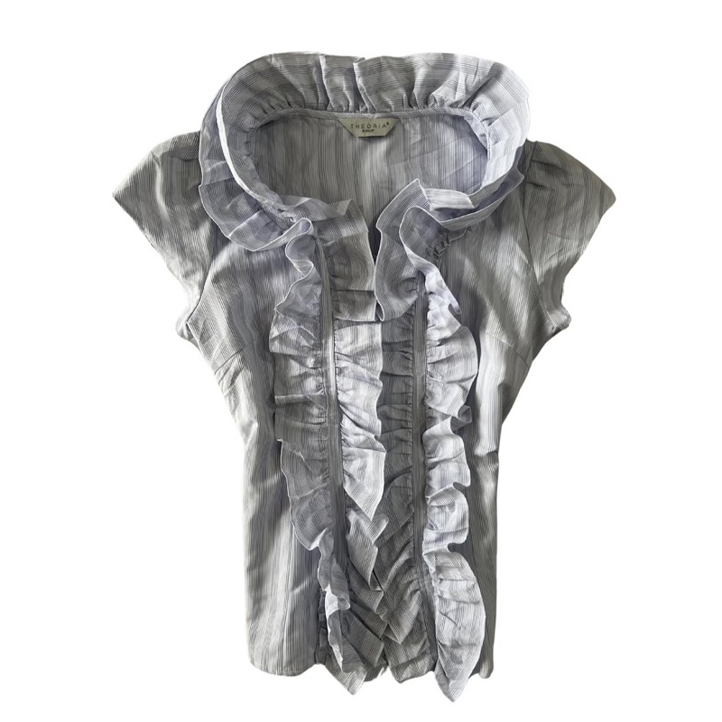 Preloved Fitted Button Up Shirt Top Stripes theoria