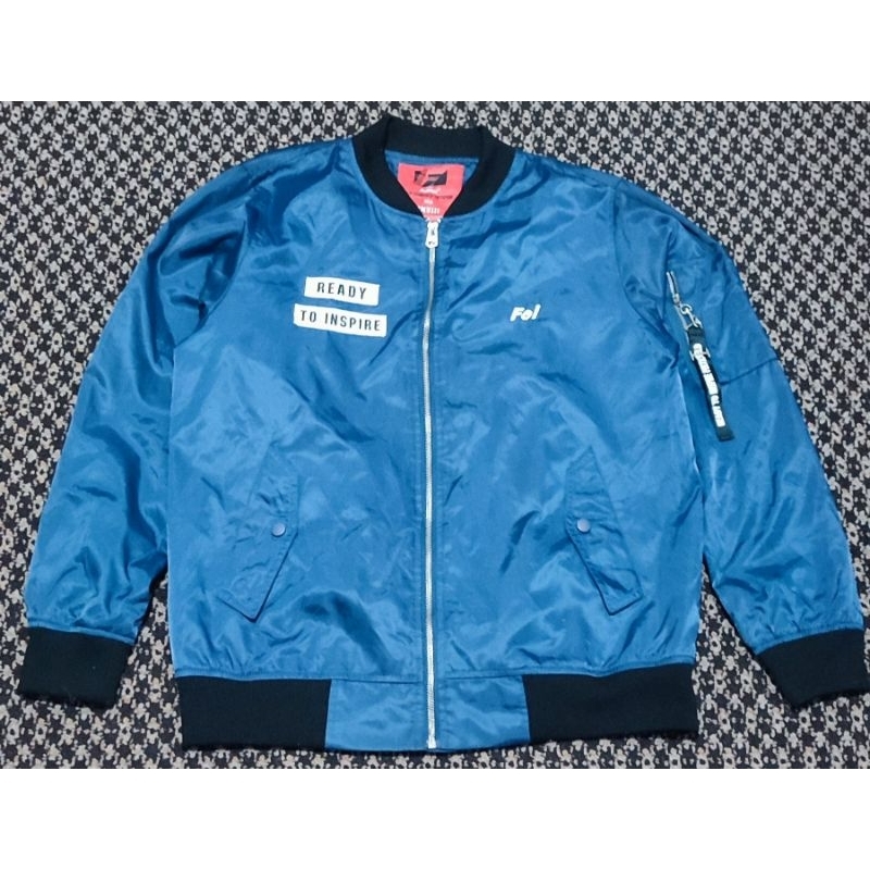 Jaket Casual Bomber Feltics Biru Elektrik
