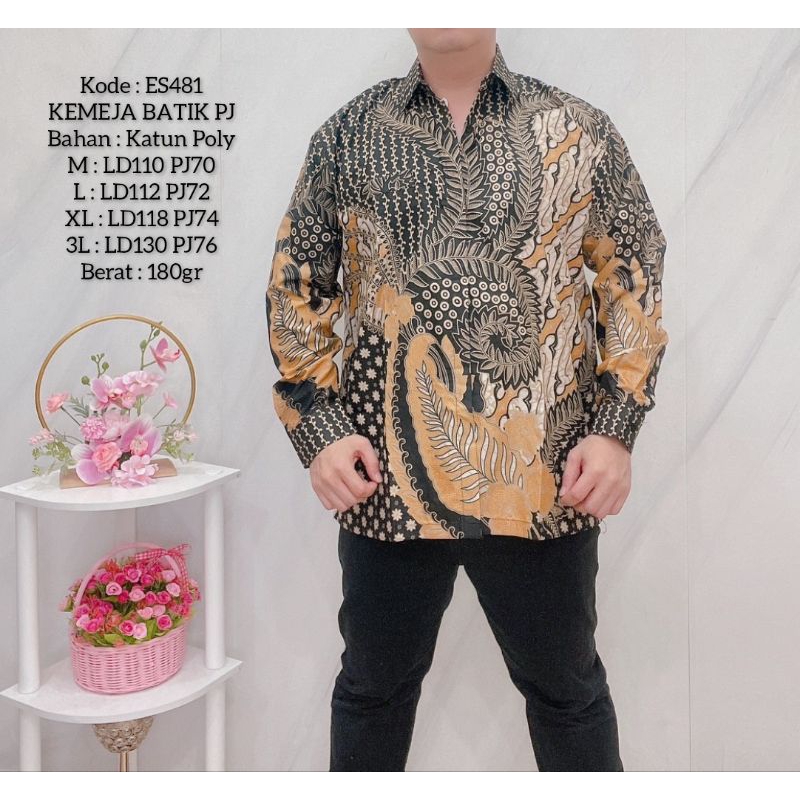 Kaos atasan pria kmj lgn pj batik Krah 481