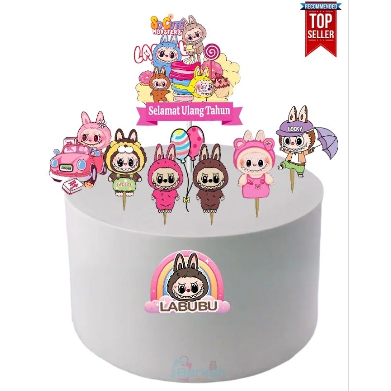 [Whispers] Labubu,topper kue Labubu, topper cake,happy birthday labubu, topper karakter Labubu