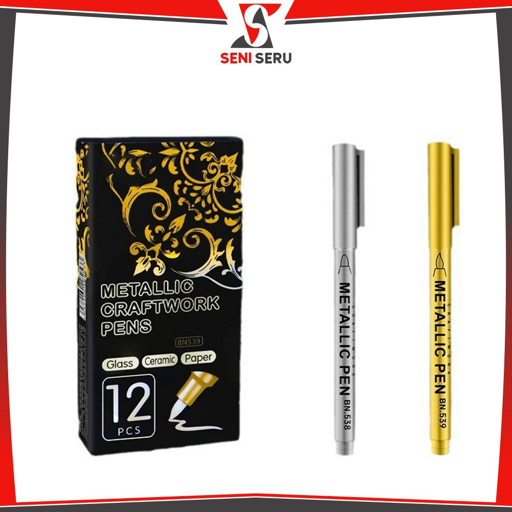 

Spidol Tinta Metalik Emas Perak Waterproof / Spidol Warna Metalik Gold Silver Metallic Craftwork Scrapbook Pen Marker Seni Seru A118
