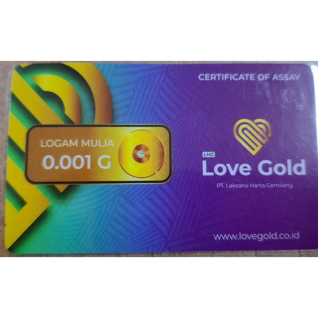 LOVE GOLD LOGAM MULIA 0.001 GR CERTIFICATE ASSAY