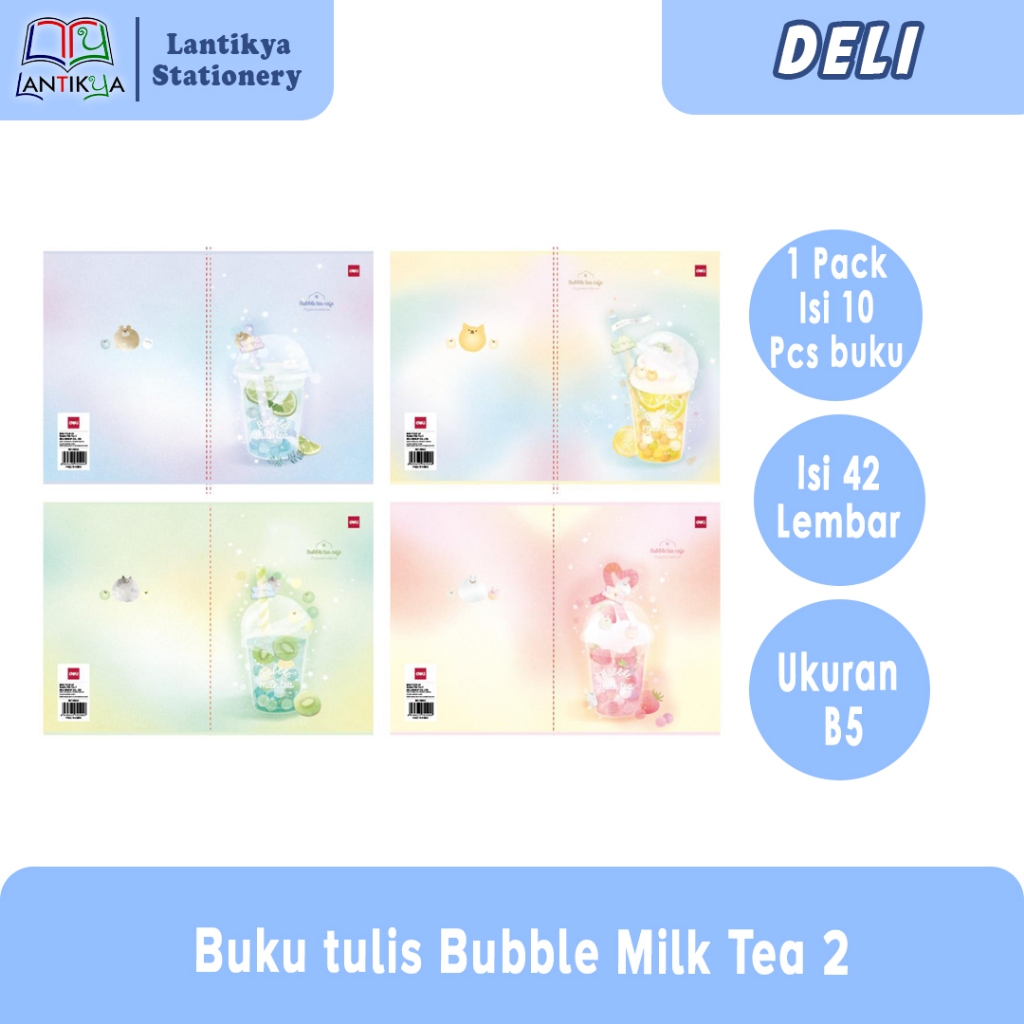 

[1 PACK] Buku Tulis B5 DELI 42 Lembar Bubble Milk Tea 2 / 542 BUBBLE MILK TEA2