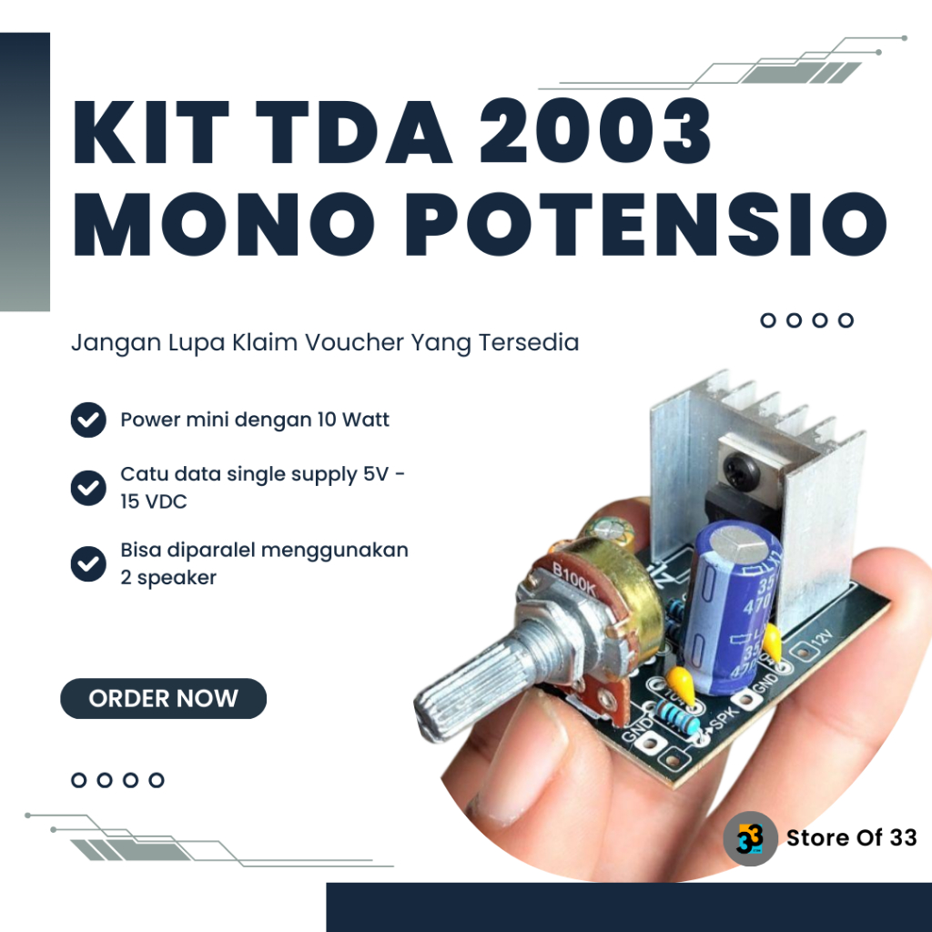 KIT TDA 2003 TDA2003 MINI AMPLIFIER 12 VOLT MONO PLUS POTENSIO AMPLI