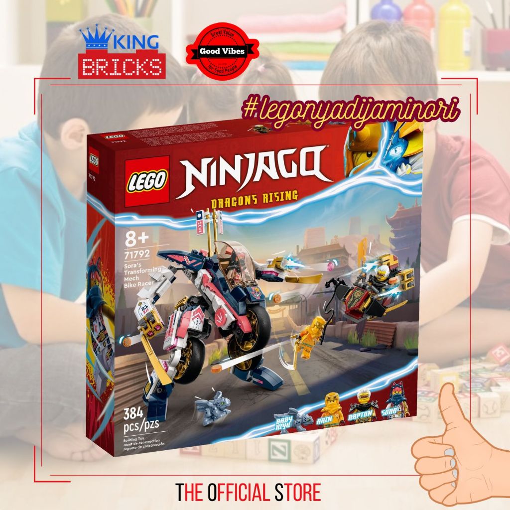 LEGO Original NINJAGO 71792 Sora Transforming Mech Bike Racer - Mainan Anak Edukasi Ninja Legacy Cor