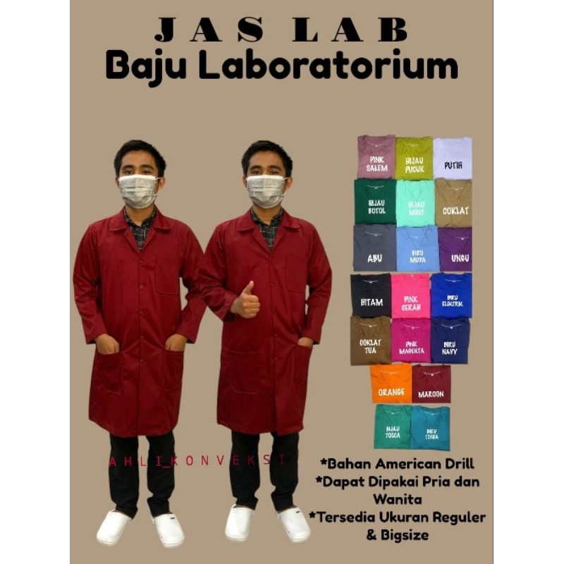 Baju Laboratorium LENGAN PANJANG AMERICAN DRILL UK.REGULER/Baju Laboratorium/Baju Lab/Baju Laborator