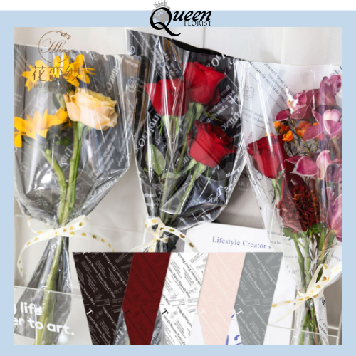

50 LEMBAR Wrapping Plastik Instant Mini Buket Mawar Single Rose Bunga Mawar SF25