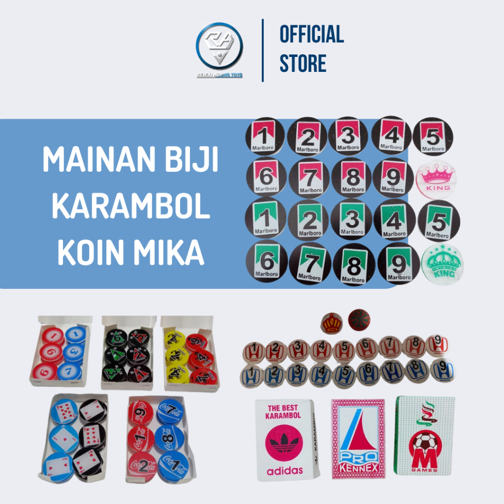 Mainan Biji Karambol Koin Mika Keping Karambol Semua Motif / Random Tebal 3 mm & 5 mm Murah