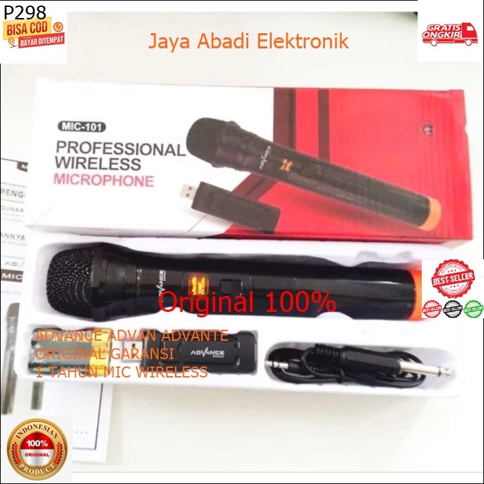 P298 ADVANCE ADVAN ADVANTE ORIGINAL GARANSI 1 TAHUN MIC WIRELESS SINGLE MIK WIRELESS SINGLE MIX HAND