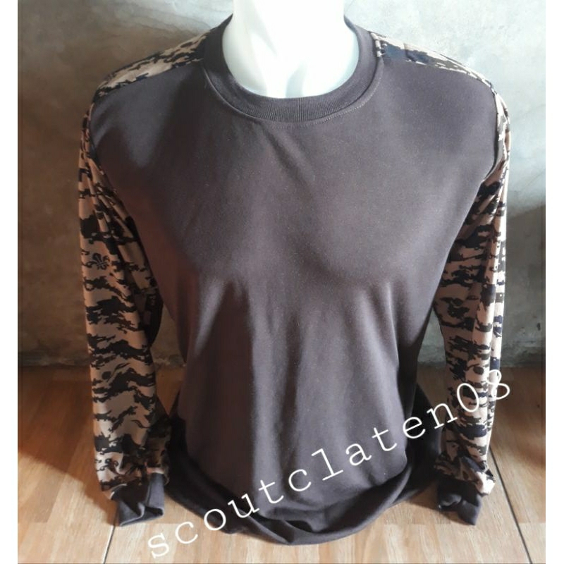 KOAS LORENG PRAMUKA/KAOS PDL/KAOS LAPANGAN/LENGAN PANJANG KOMBINASI WARNA COKLAT MUDA