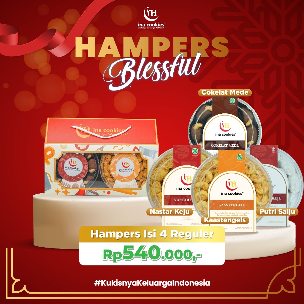 

Hampers Gable Box "Blessful" isi 4 Toples Reguler Kue Kering Premium Ina Cookies