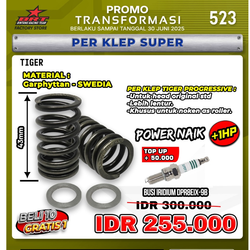 PROMO TRANSFORMASI PER KLEP  TIGER - KHUSUS HEAD STANDAR / ORIGINAL TIGER BRT