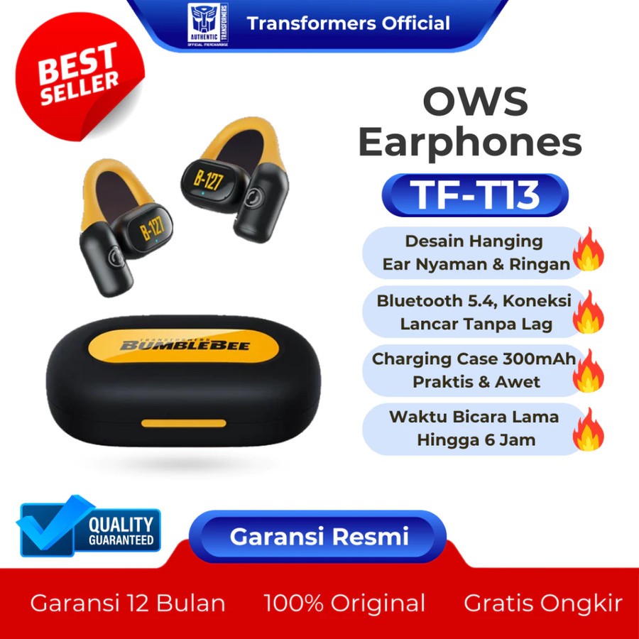 EARPHONE TRANSFORMERS TF-T13 TWS EARBUDS BLUETOOTH 5.4 - HEADSET GAMING - HEADSET WIRELESS - HEADSET