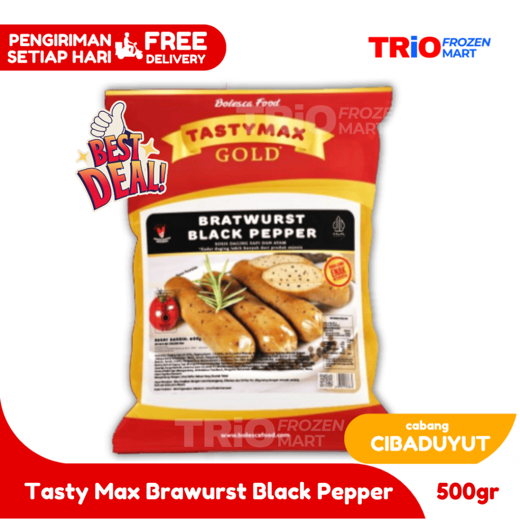 

Tasty Max Bratwurst Black Pepper 500gr