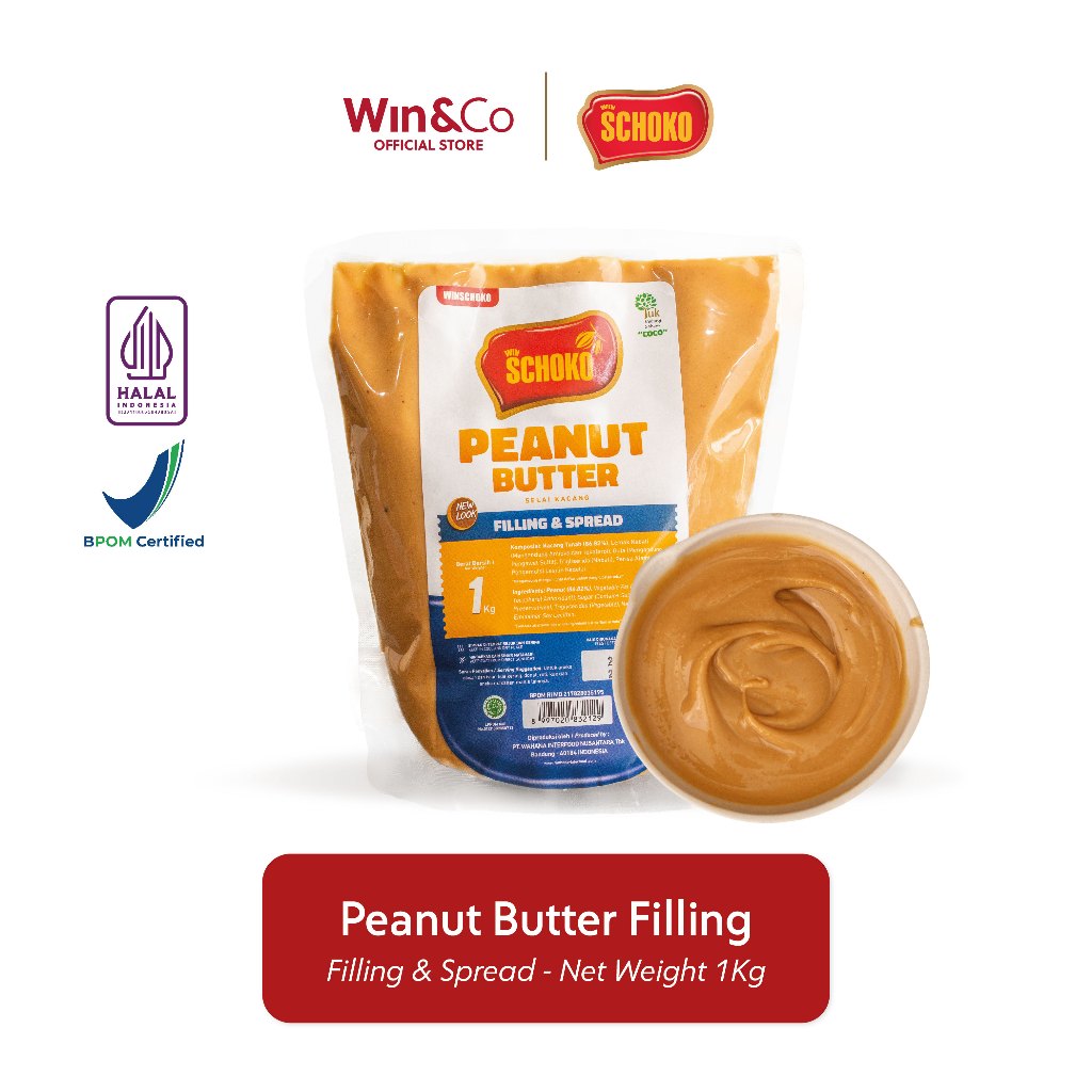 

SCHOKO Peanut Butter Filling & Spread / Selai Kacang Tanah - 1kg