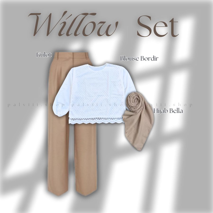 3 in 1 Willow Set Pakaian Kerja Wanita Kekinian Style Katbol Cewek Stylist Blouse + Scuba + Bella Hi