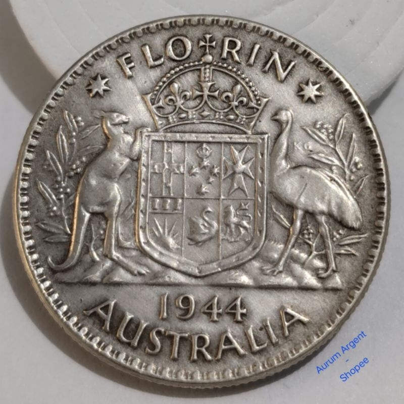 AA.19-- 1 PC KOIN PERAK KUNO ASLI FLORIN GEORGIVS VI TH 1944. -- SILVER COIN ---