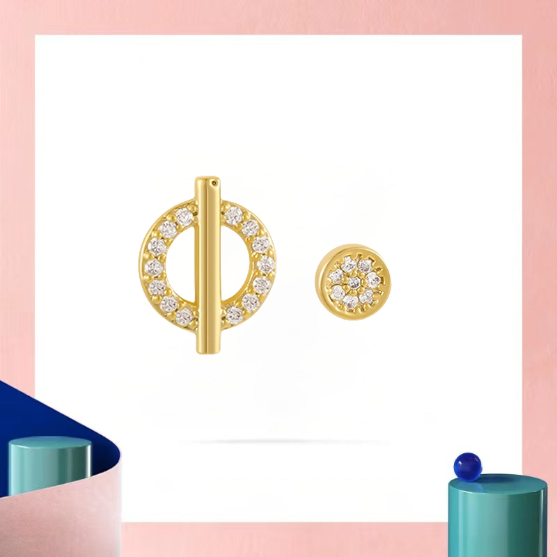 Anting Wanita Emas 18K Anting Moissanite Asimetris Mewah Modis