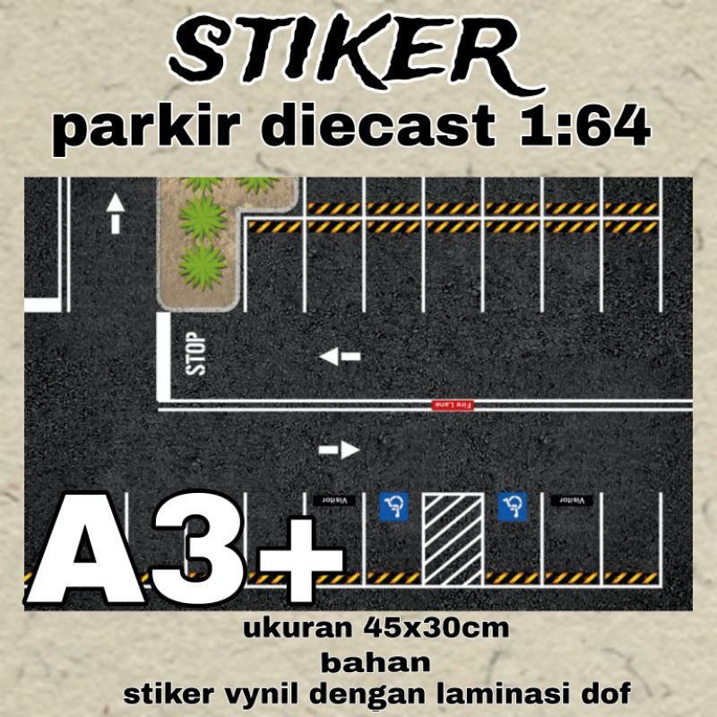 Stiker diorama parkiran hot wheels dan miniscale 1:64