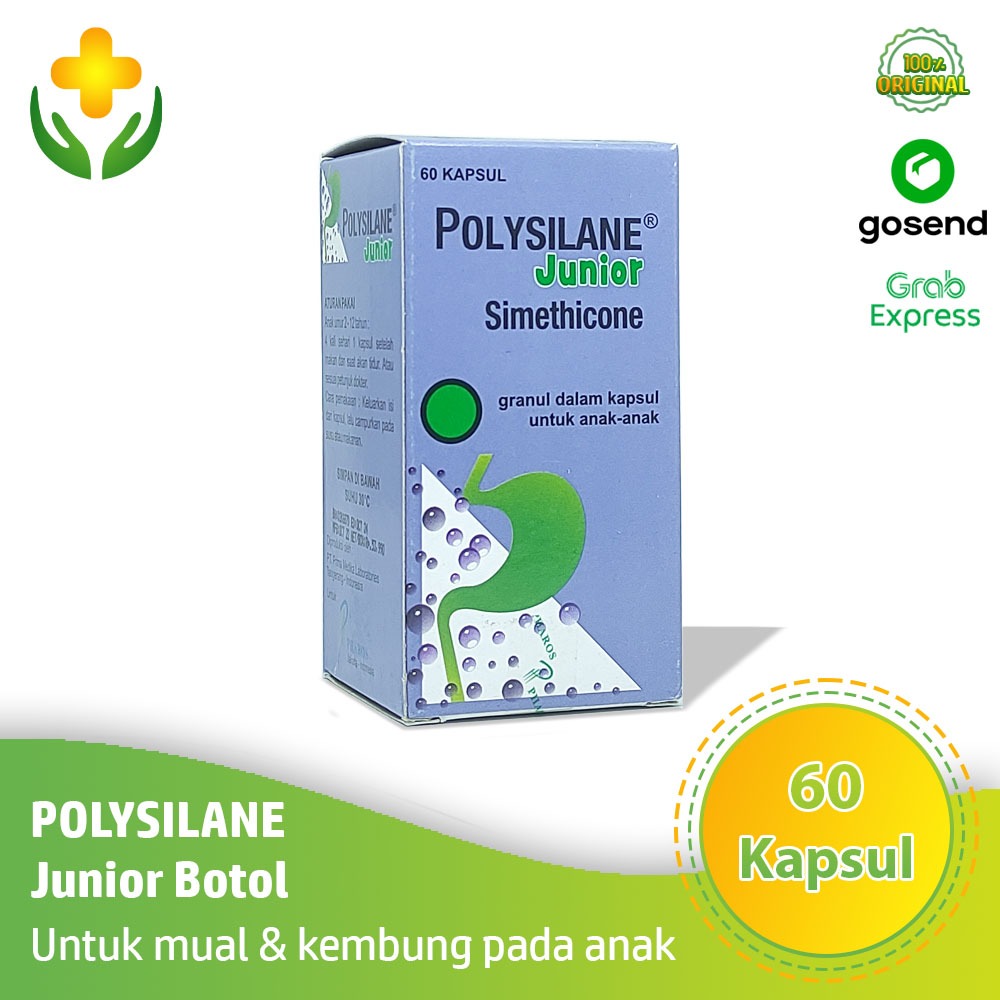 Polysilane Junior 1 Botol 60 Kapsul - Obat Kembung Anak Mual Anak
