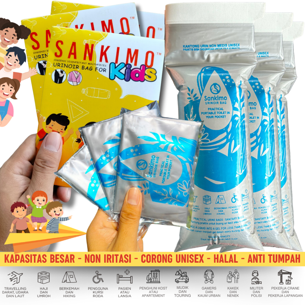 Sankimo Thematic Kids 3 Pcs / Anak / Alat Kencing / Kantong Urin / Kantung Urine / Urinoir Bag