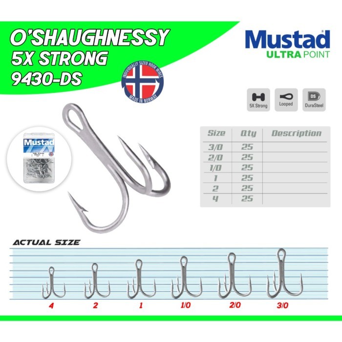 MUSTAD Treble Fishing Hook 9430-DS